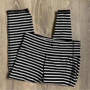Athleta Black and White Striped Leggings